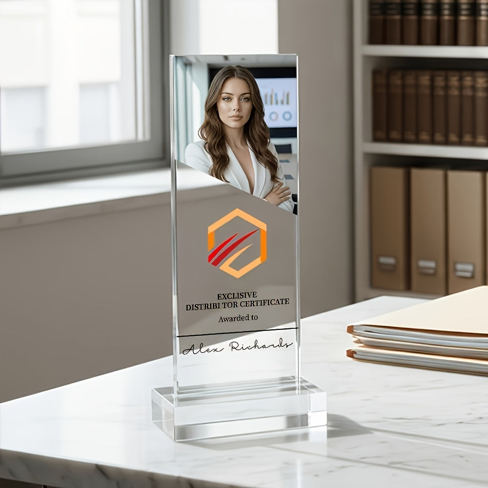 Custom-Printed Corporate Award – Custom Acrylic Decorative Trophy Plaque, Photo, Logo, And Text – image 4