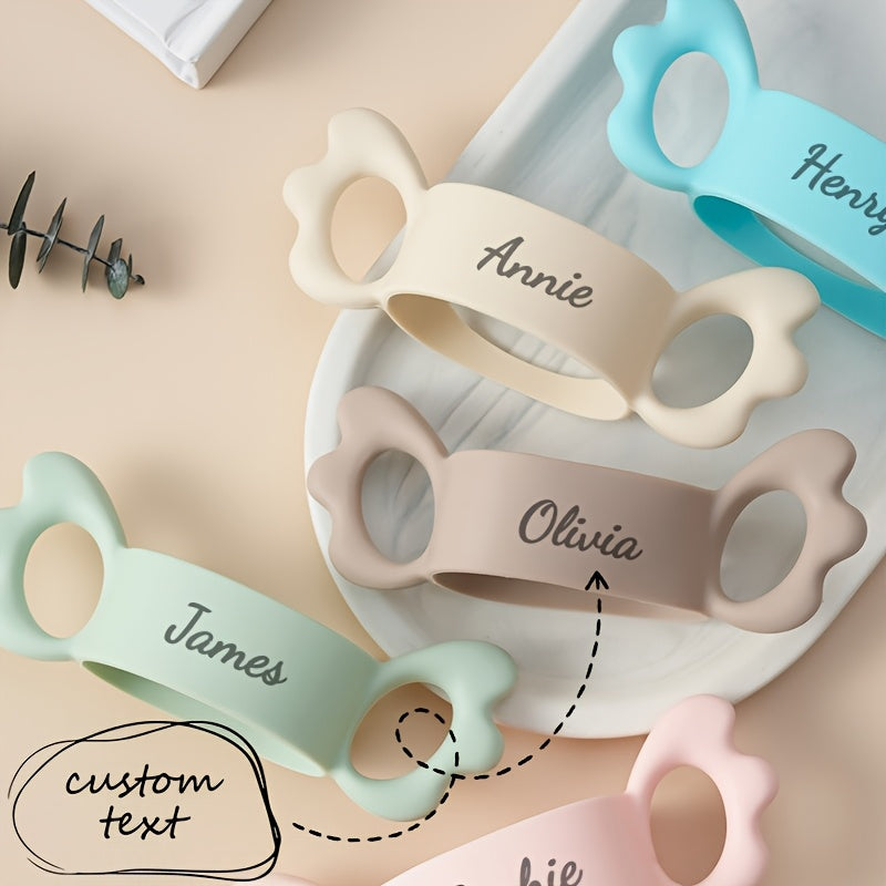 Personalized Custom Name Silicone Baby Bottle Handle, Butterfly Wing Hollow Out Anti-Slip Grip, Universal Baby… - image 3