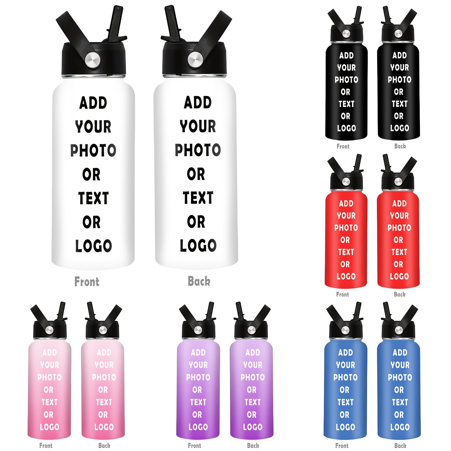 Personalized Tumbler & Bottle – Stainless Steel Water Bottle 32oz/950ml - Photo/Text/Logo, Vacuum – image 1