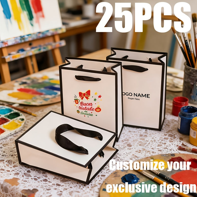 Logo-Ready Packaging & Label – Gift for Her/Him 25pcs - Pattern Small Paper Bags - Supports Custom – image 1