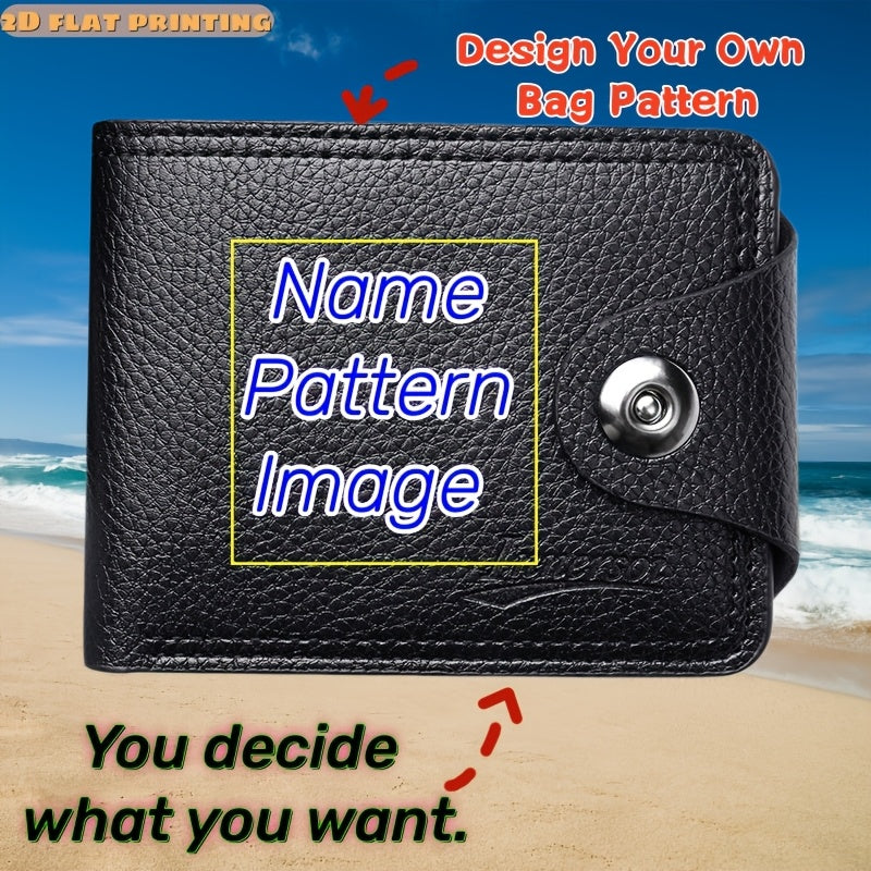Custom-Printed Branded Bag – CUSTOM Bifold Wallet for Custom Photo Image Logo Name Text Snap Button – image 1
