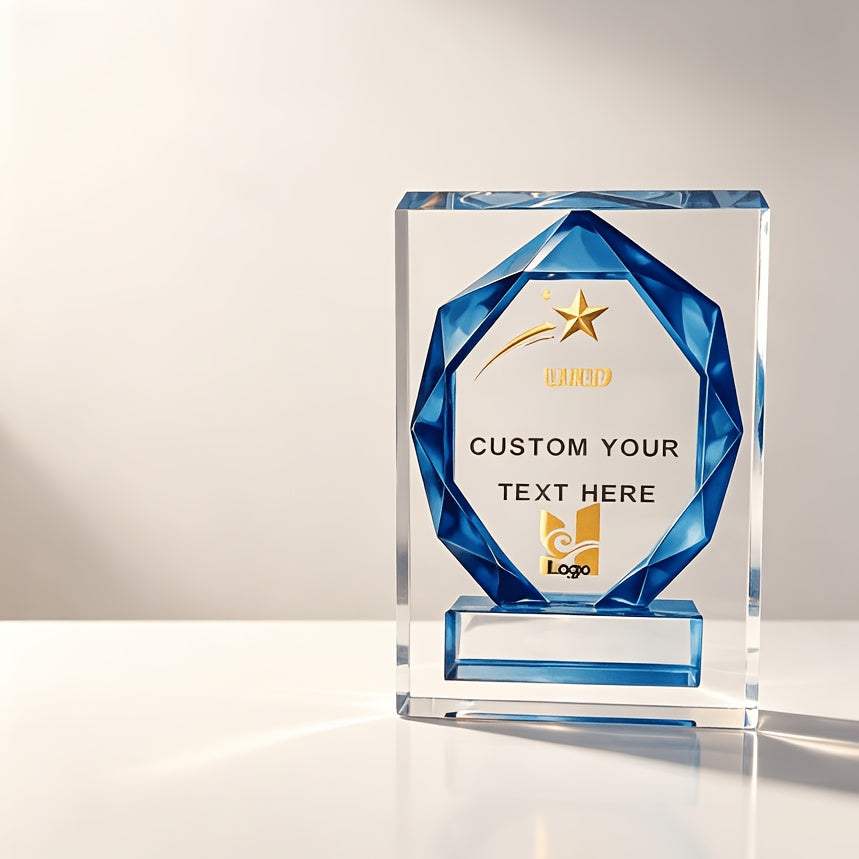 2D Flat, Custom Acrylic Trophy with Name/Logo & Text - Modern Geometric | Made-to-Order Corporate – image 3