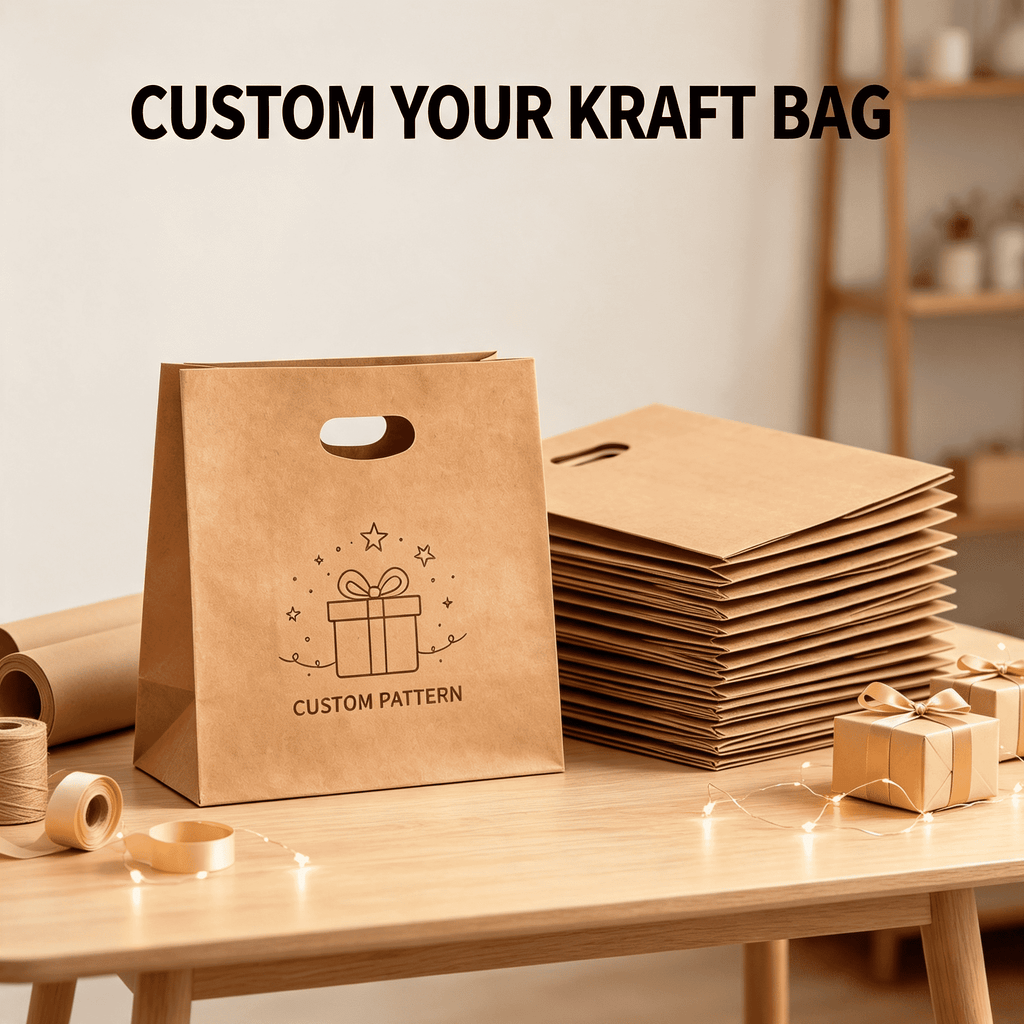 Printable Kraft Paper Gift Bags, Die-Cut Hole Handle Custom Logo Paper Sacks | Business-Ready Packaging & – image 1