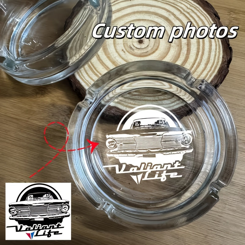 [] Laser Engraved Glass Round Ashtray - Use Your Photos, Text, Or Logo for | Photo-Printed Specialized Promotional – image 1