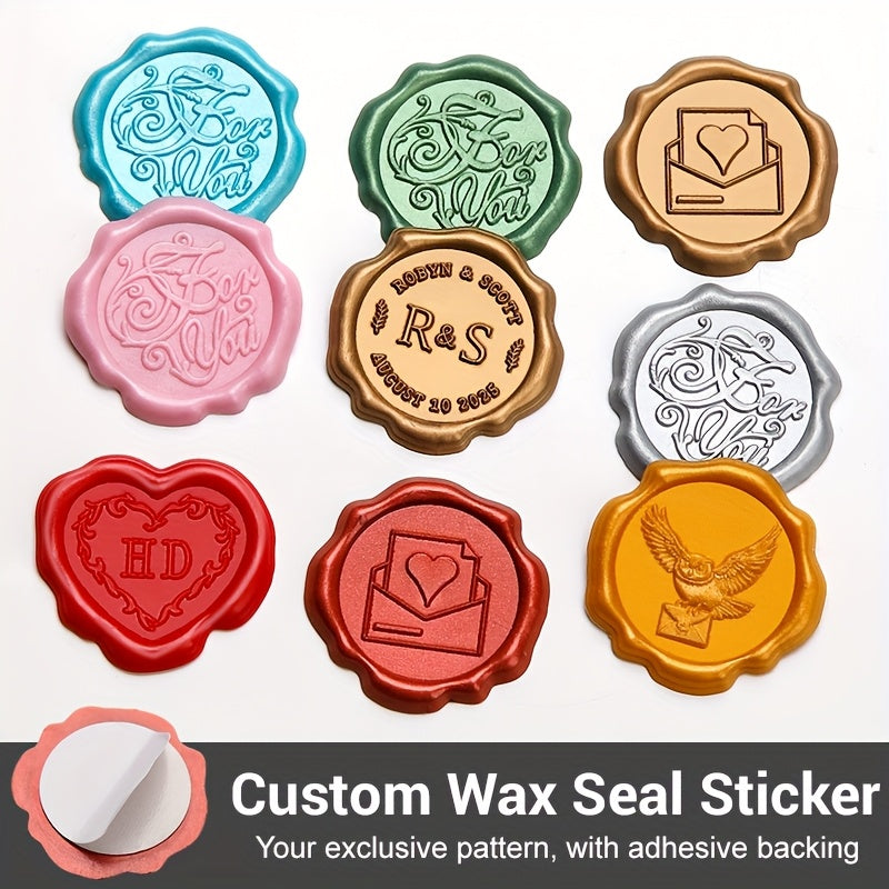 Corporate Custom 100pcs LOGO Wax Seal Stickers, 32 color options, Self adhesive wax sticker, – Client – image 1