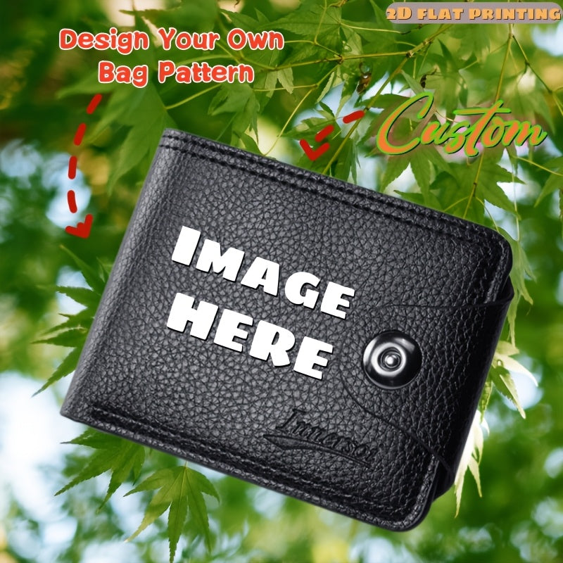Custom-Printed Branded Bag – CUSTOM Bifold Wallet for Custom Photo Image Logo Name Text Snap Button – image 4