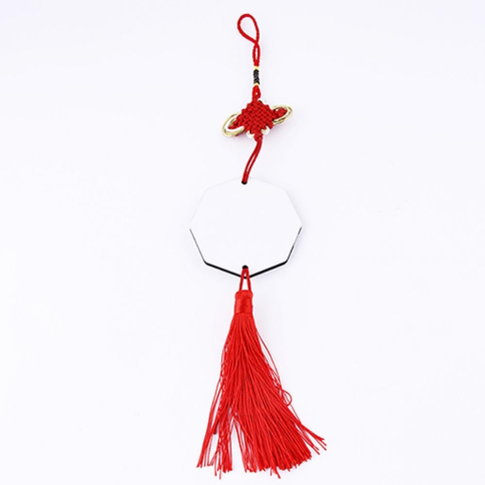 Sublimation car wooden mirror pendant with plain tassel — product image 3