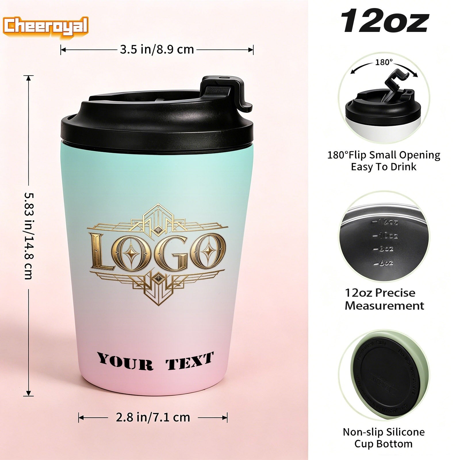 Brand-Forward 12Oz Double Wall Stainless Steel Insulated Coffee Mug, with Personal Photo, – Business – image 4