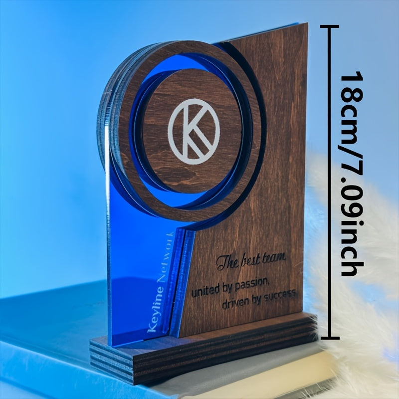 Bespoke Corporate Award – [2D Flat] Custom Logo And Text Wooden And Acrylic Medal Team – image 2