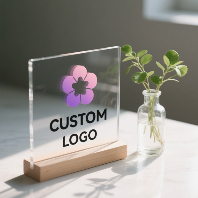 2D Flat - [2D Flat] 1pc 2D Flat 3.94Inch/10Cm Acrylic Sign with Custom Logo | Photo-Printed Home & Office – image 1
