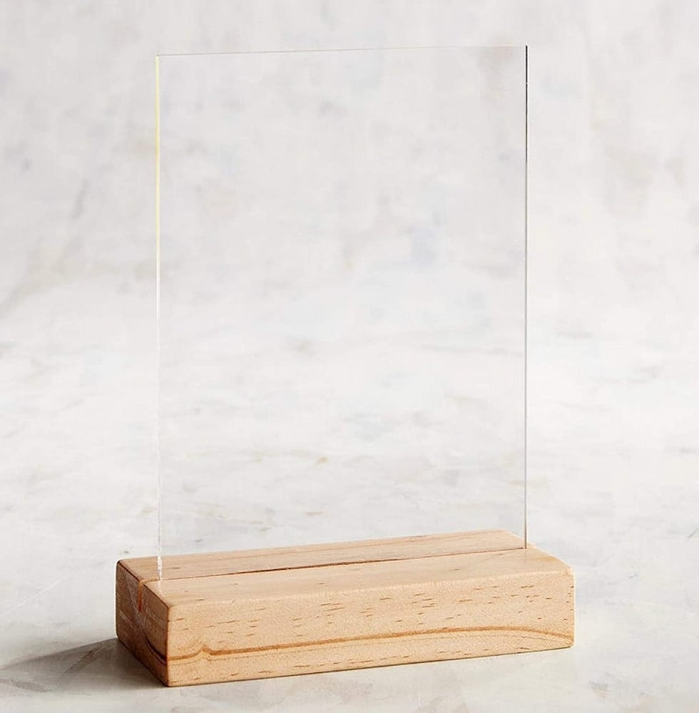 Wooden stand for acrylic panels, 30 cm, black, A3 — product image 3