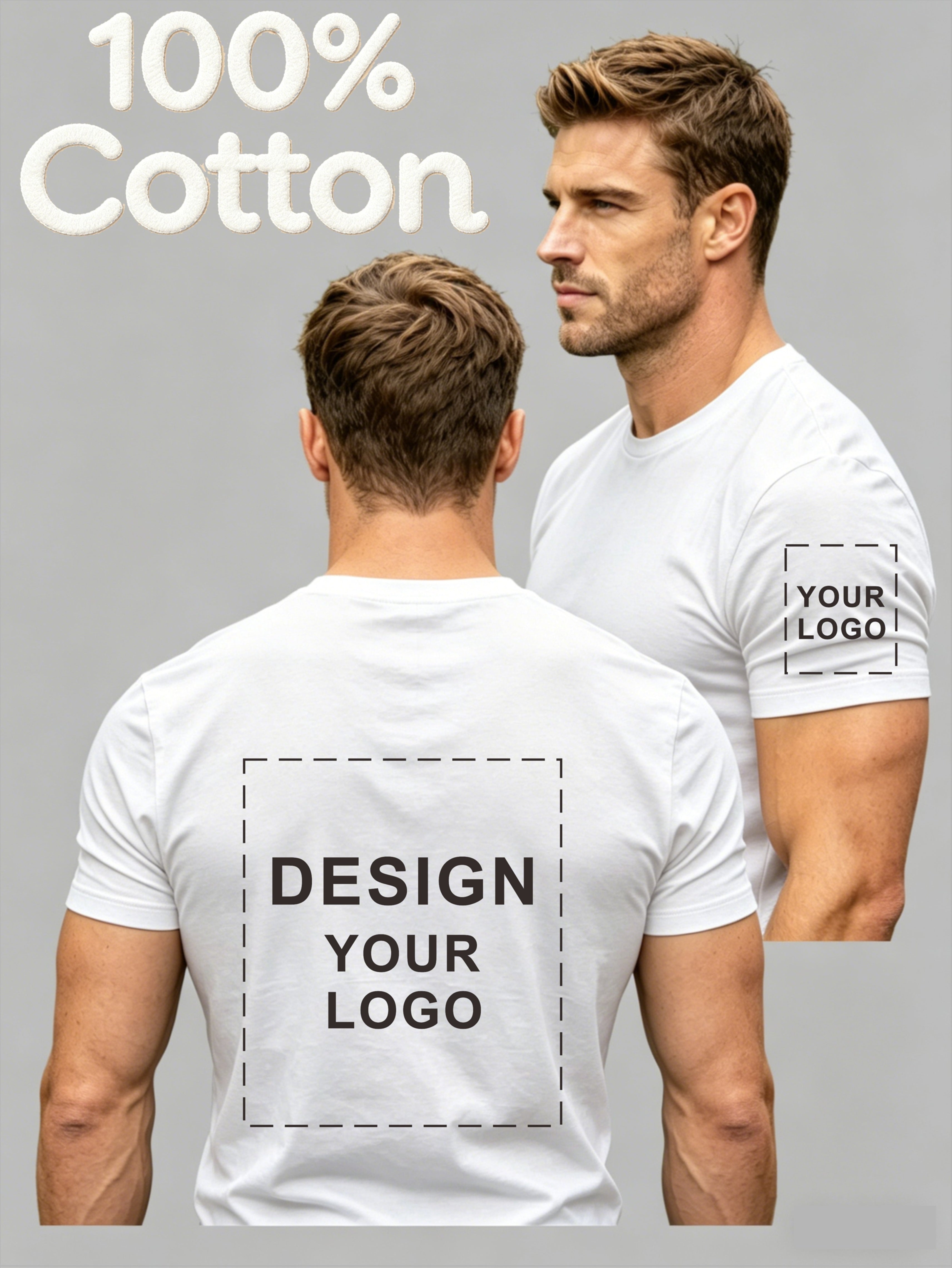 Personalized Logo Apparel – Men's Pure Cotton Short-Sleeve T-Shirt, with Self-Defined Logo Pattern – image 3