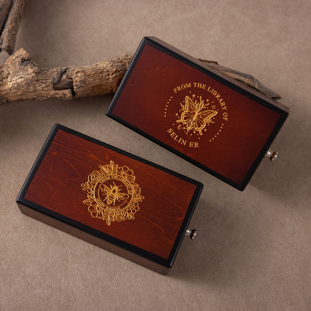 Corporate Custom Wooden Box - with Patterns And Text Engraving, Vintage-Style Lid, Elegant – Client – image 3