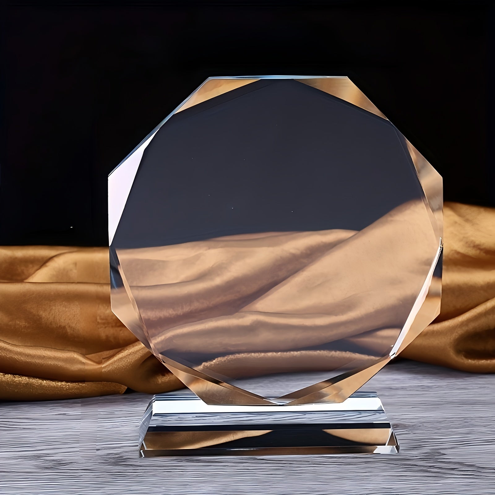 Logo-Ready Corporate Award – Elegant Custom Octagonal Glass Trophy with Text, Image, Or – image 3