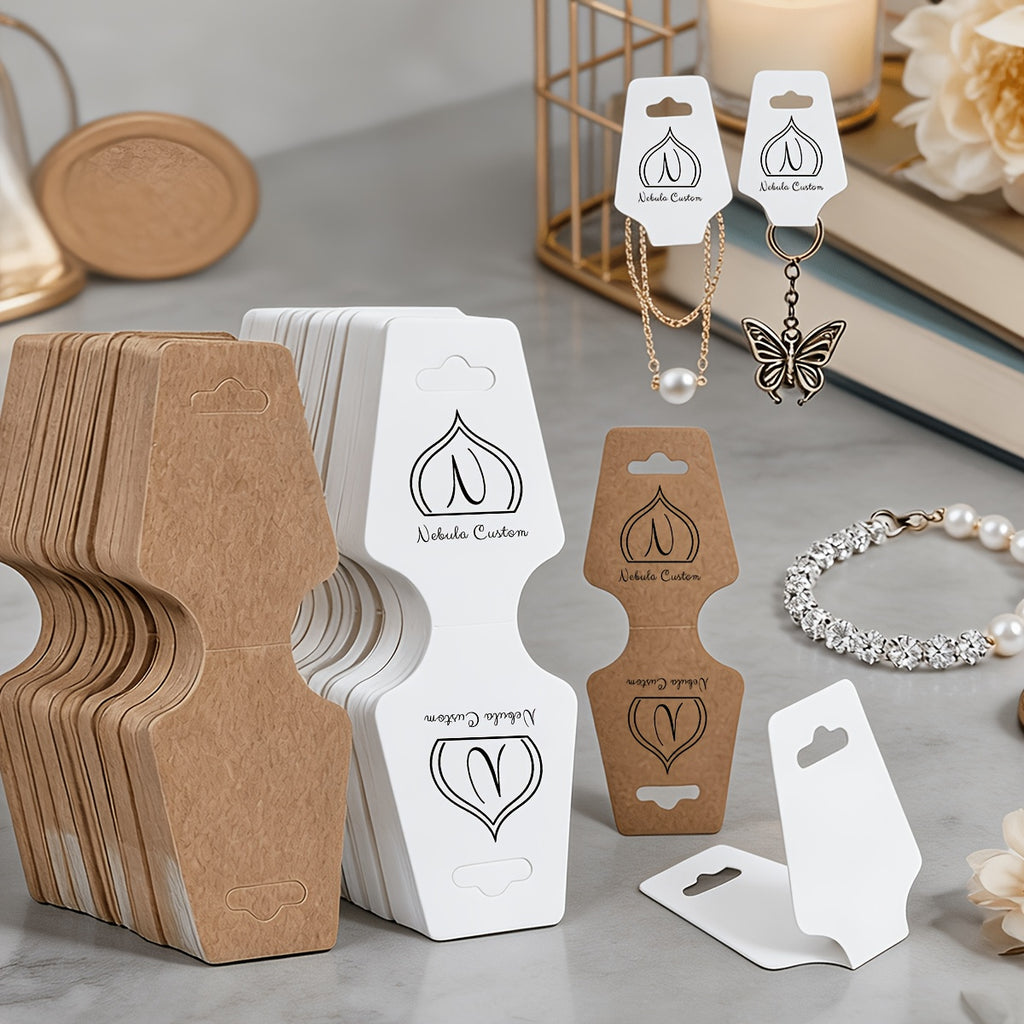 48/96pcs Custom Jewelry Display Cards with Logo and Text, Personalized Paper Jewelry Display Tags. These Premium… - image 2