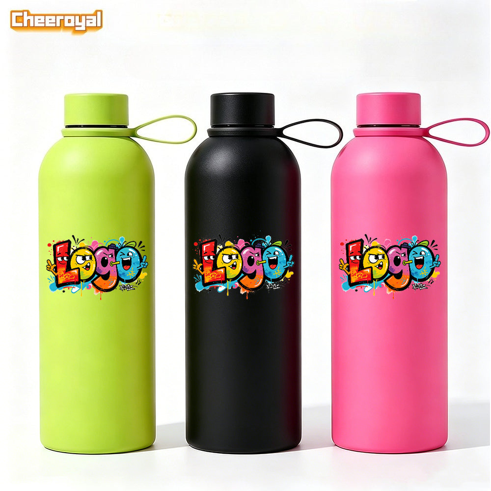 Corporate Custom -18Oz Stainless Steel Narrow Mouth Sports Water Bottle, Custom with Handle – Corporate – image 1