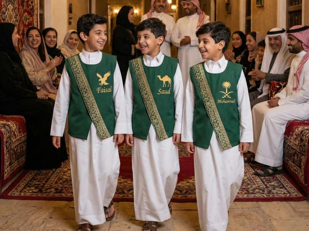Blank Sudairi Bisht, golden Arabic calligraphy pattern, grass green color — product image 3