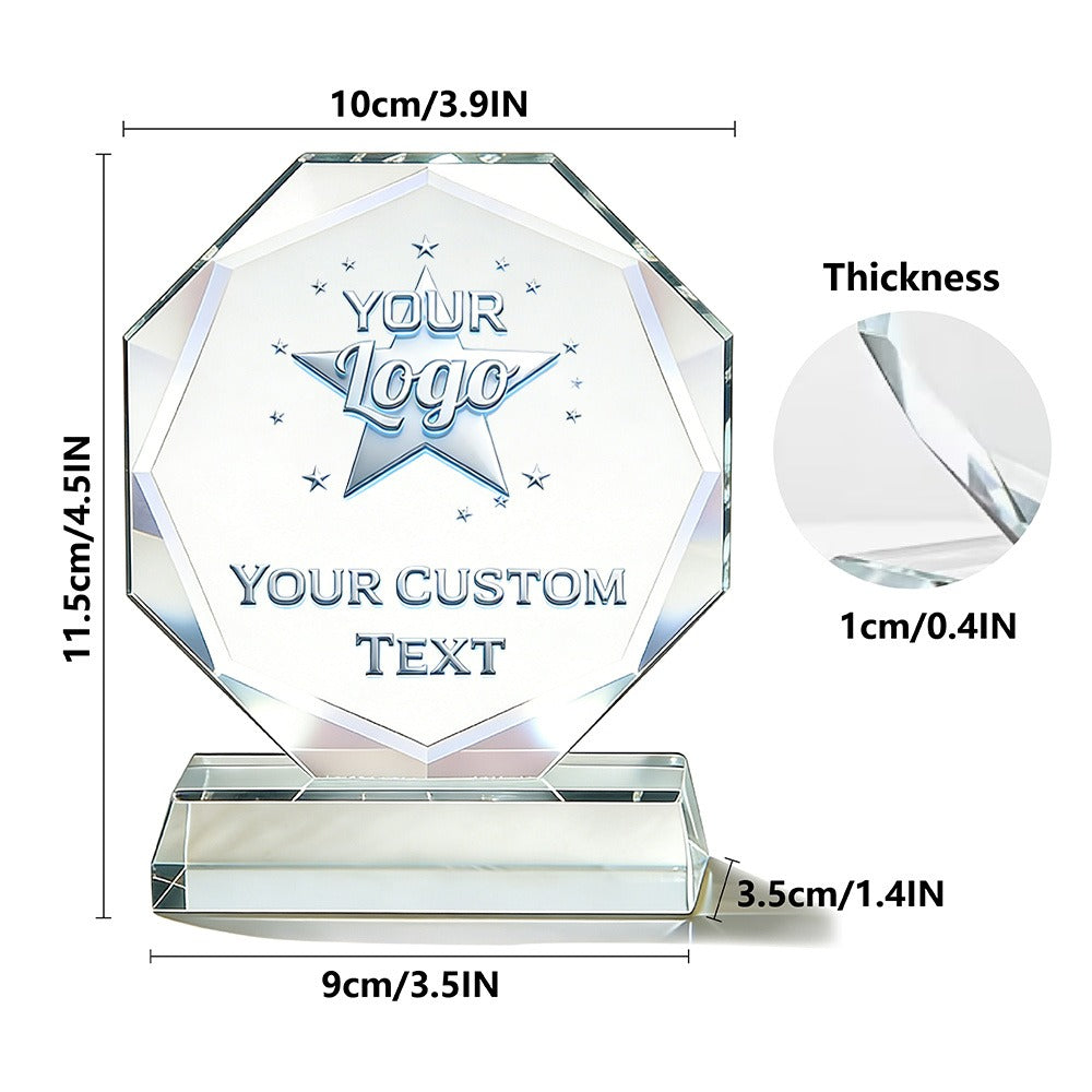 Corporate Custom 1 Crystal Award Trophy, with Colored Photos and Text, – Client – image 2