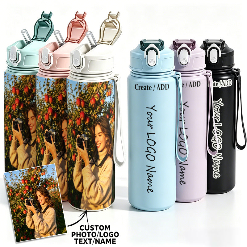 Water Bottle with Lids 750ml 25oz Plastic 4 Color Drink Bottle, All Over 2D | Photo-Printed Tumbler & – image 1