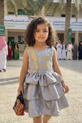 Girls' gray embellished Ramadan dress with a modern and traditional design for the year 2026 — product image 1