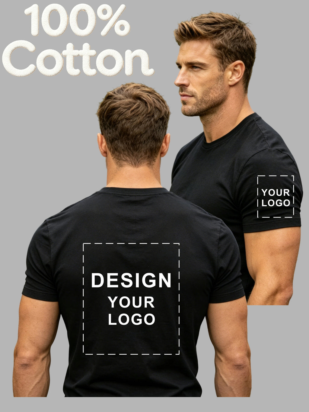 Personalized Logo Apparel – Men's Pure Cotton Short-Sleeve T-Shirt, with Self-Defined Logo Pattern – image 4