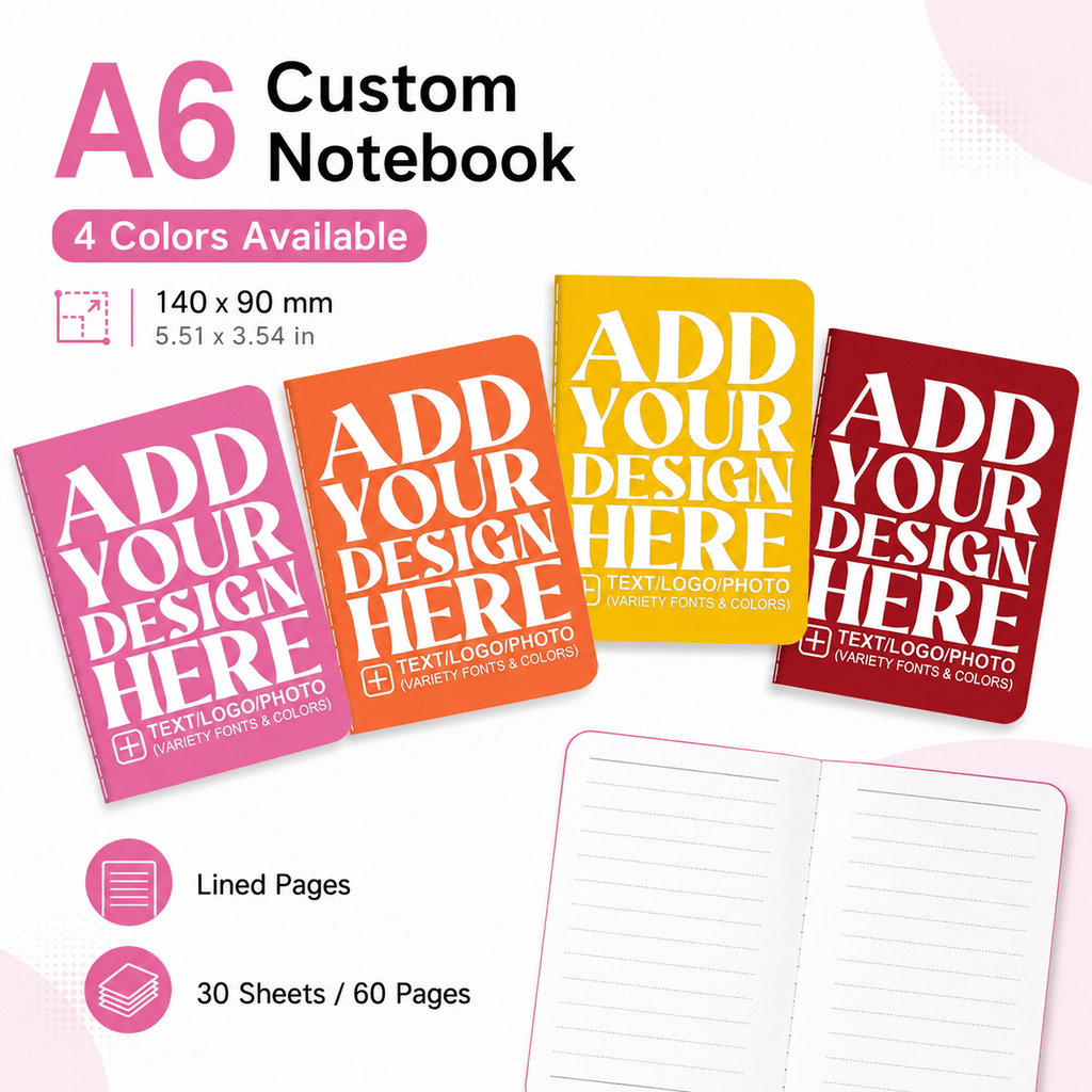 Brand-Forward s A6 Lined Notebooks, 60 Pages Slim Lightweight Pocket Journals, Text Logo – Business – image 1