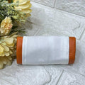 Steering wheel handle, white velvet middle, plain orange leather edges — product image 1