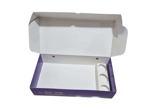 Box length 40 cm, width 20 cm, height 9 cm, 6 burgers and 3 sauces, printed with customer design