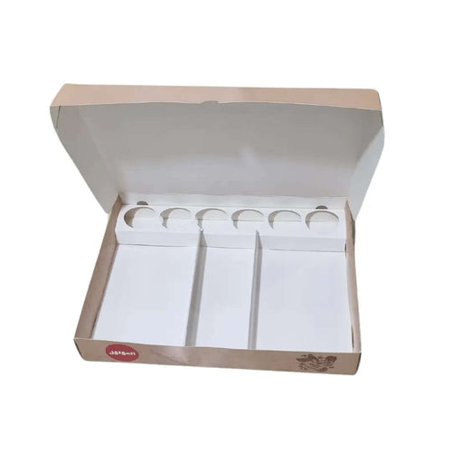 Box with 3 divisions and a sauce divider with 7 slots printed on the customer’s request and design