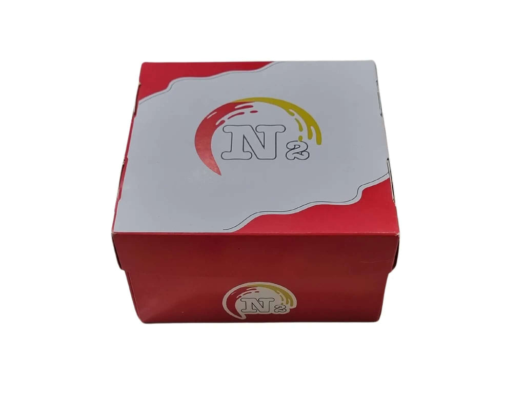 Burger box 14×14×8 cm inside and outside printed with customer logo with inside lamination