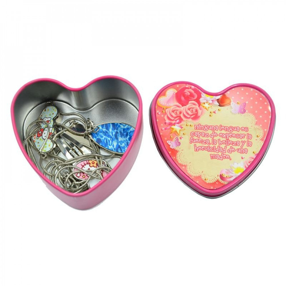 Heart-shaped metal box, sublimation red color — product image 3