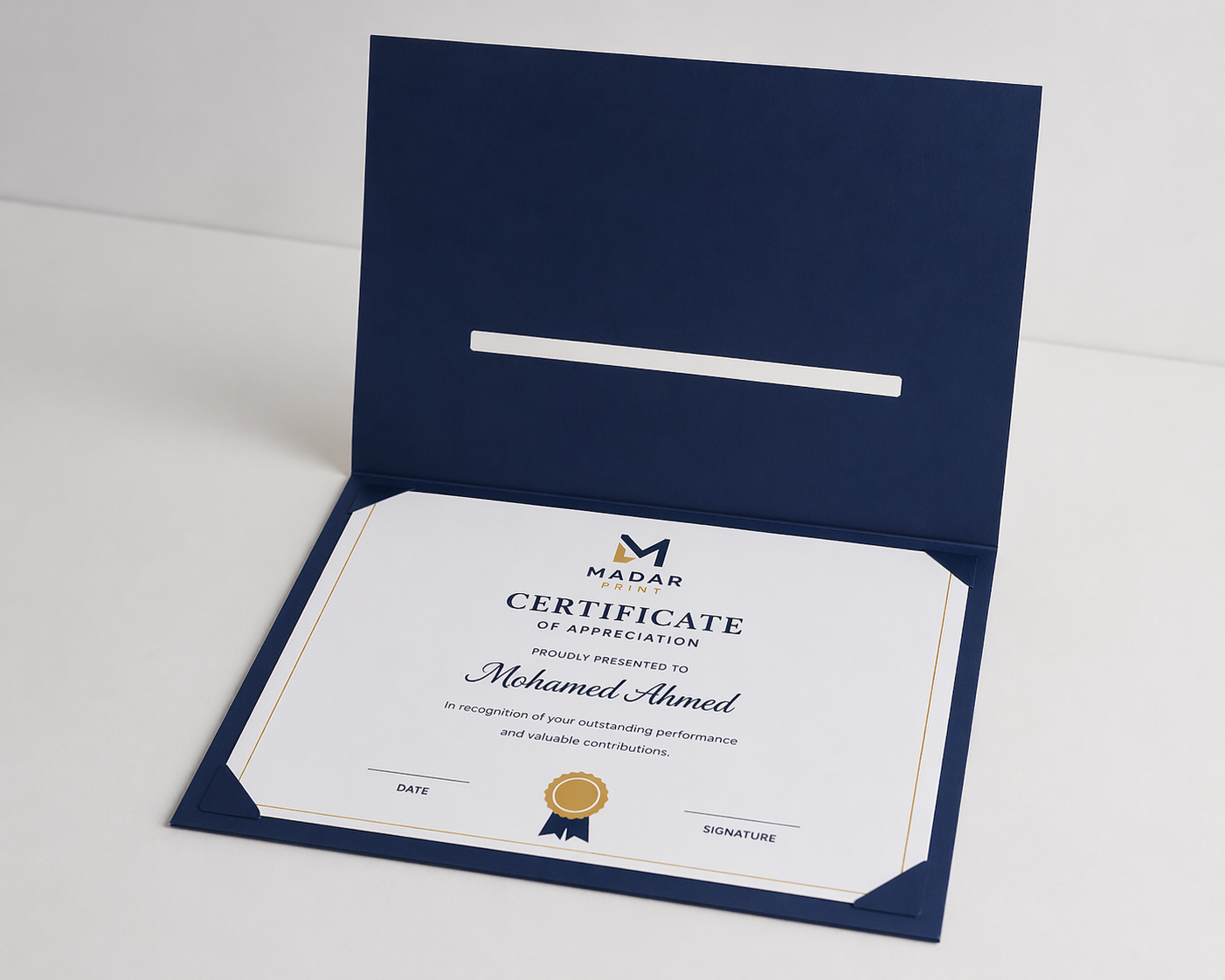 Premium Custom Certificate Holder with Die-Cut Name Viewing Window