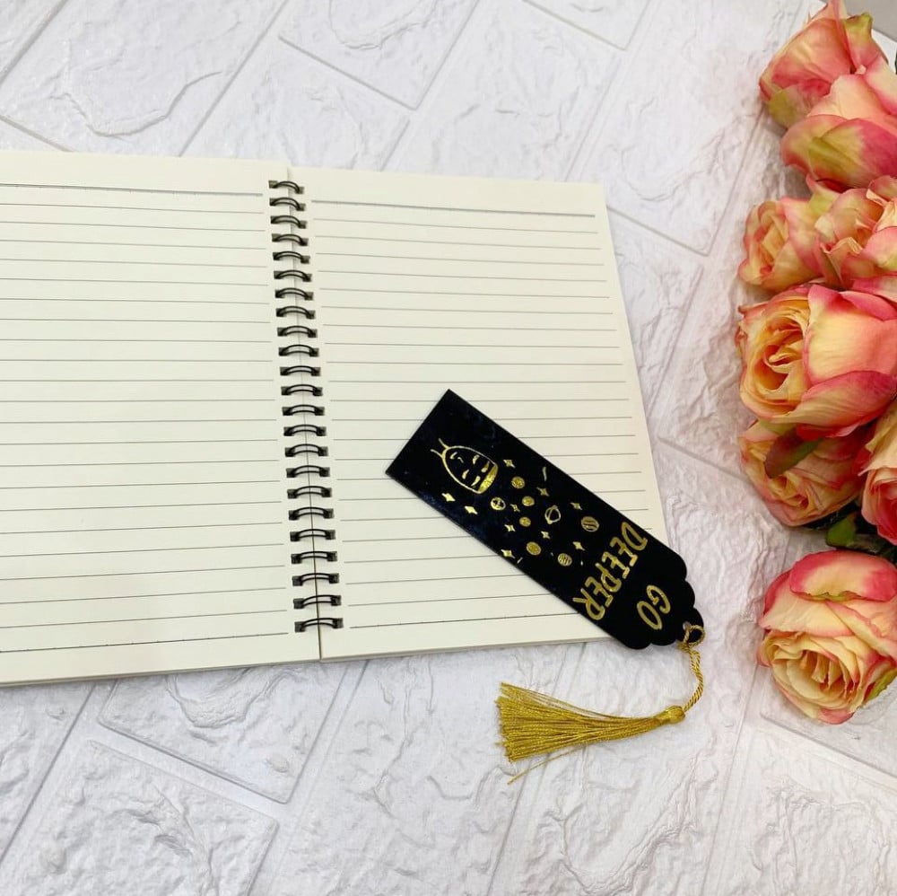 Black acrylic book dividers, printed on heat-transfer vinyl or surfaces — product image 1