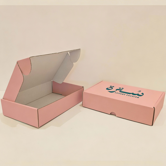 Custom Pink Corrugated Shipping Box 27x18x6.5 cm With Logo