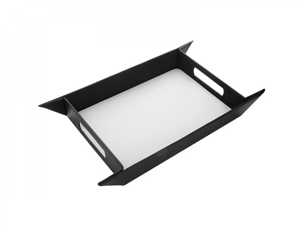 Black leather tray with sublimation print — product image 1