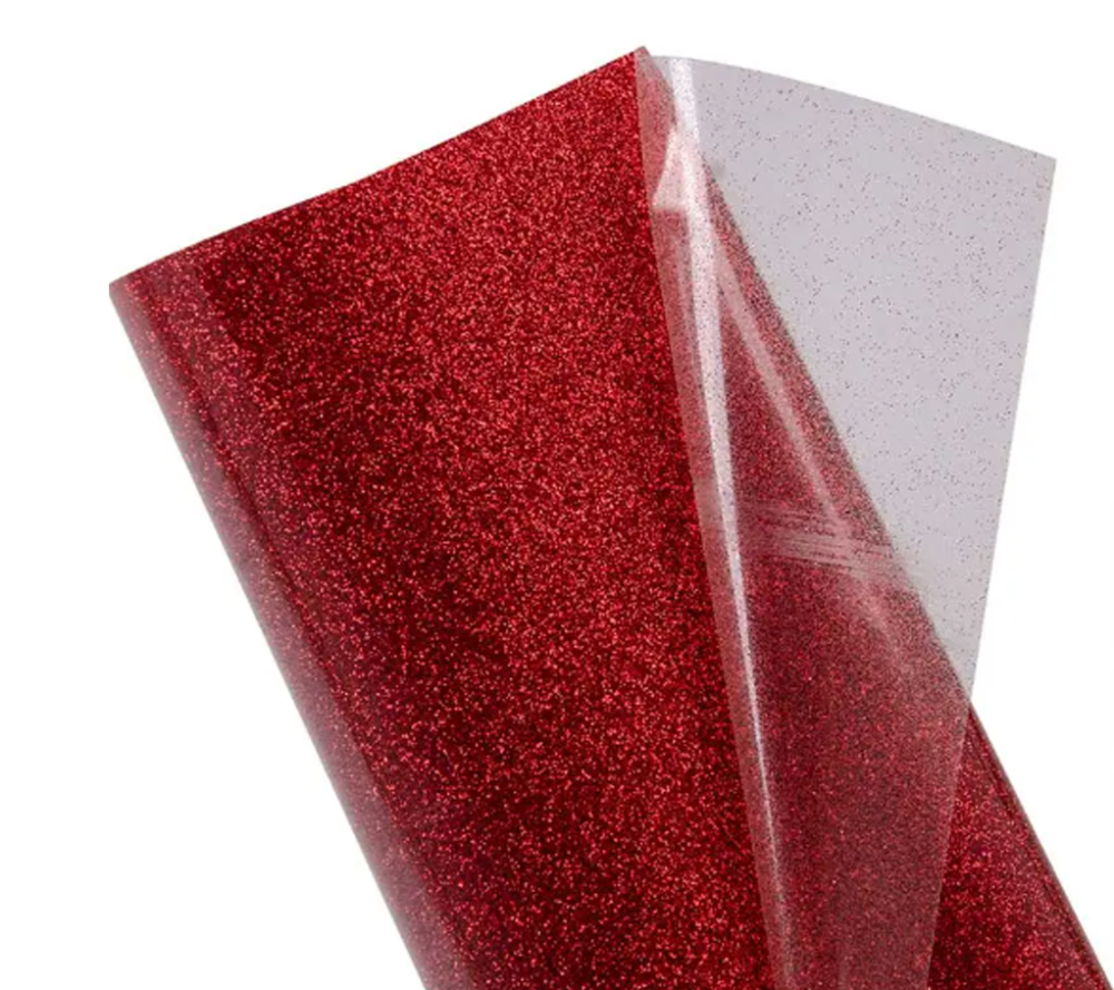 heat-transfer vinyl, red glitter fabric — product image 1