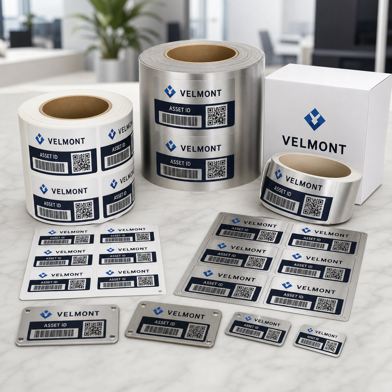 Custom Asset Labels with QR & Barcode