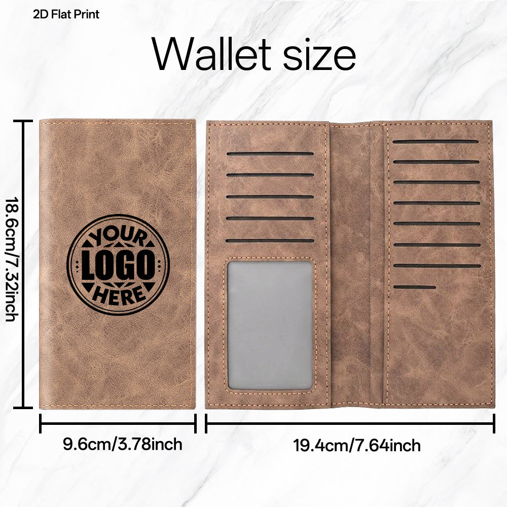 Design-Your-Own Custom Photo Logo Identification Long Soft Faux Leather Wallet, Round Frame – Branded – image 2