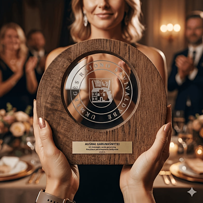 2D Flat, Custom-Engraved Wooden Medals & Trophies - Retro Awards | Photo-Printed Home & Office – image 3