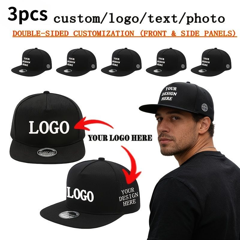 Custom-Printed Specialized Promotional Product – s Custom Flat-Brim Snapback Baseball Caps - -Sided – image 3