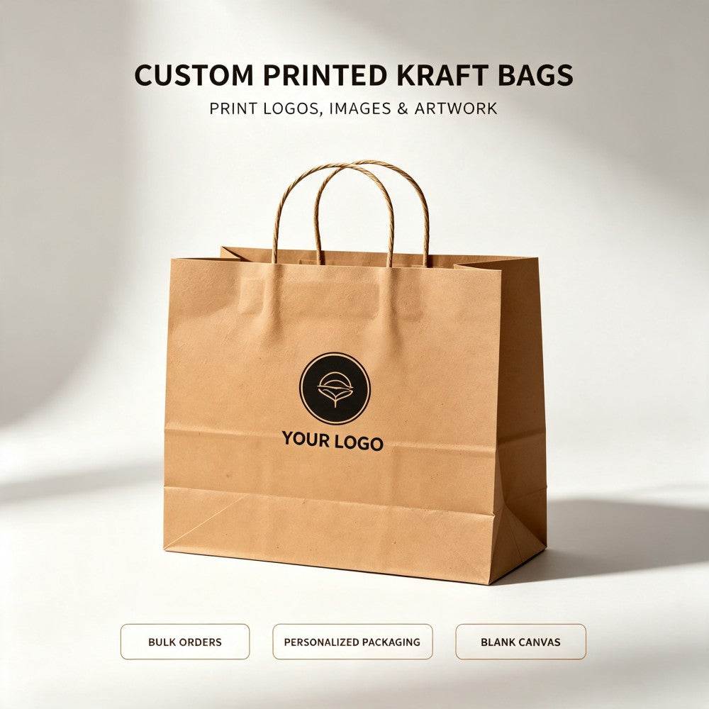 Brand-Forward Custom Kraft Paper Bags - Multiple Sizes, Gift for Her/Him, Custom Image – Marketing – image 1