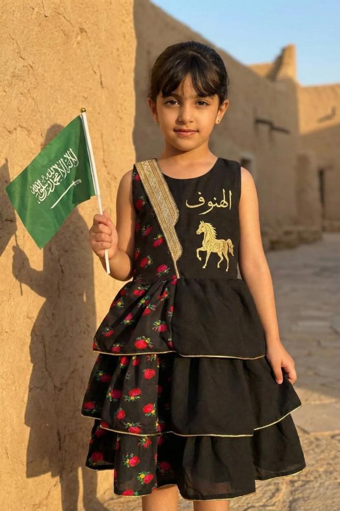 Girls' black pink shalki dress with a royal design for Ramadan and Gergean — product image 2