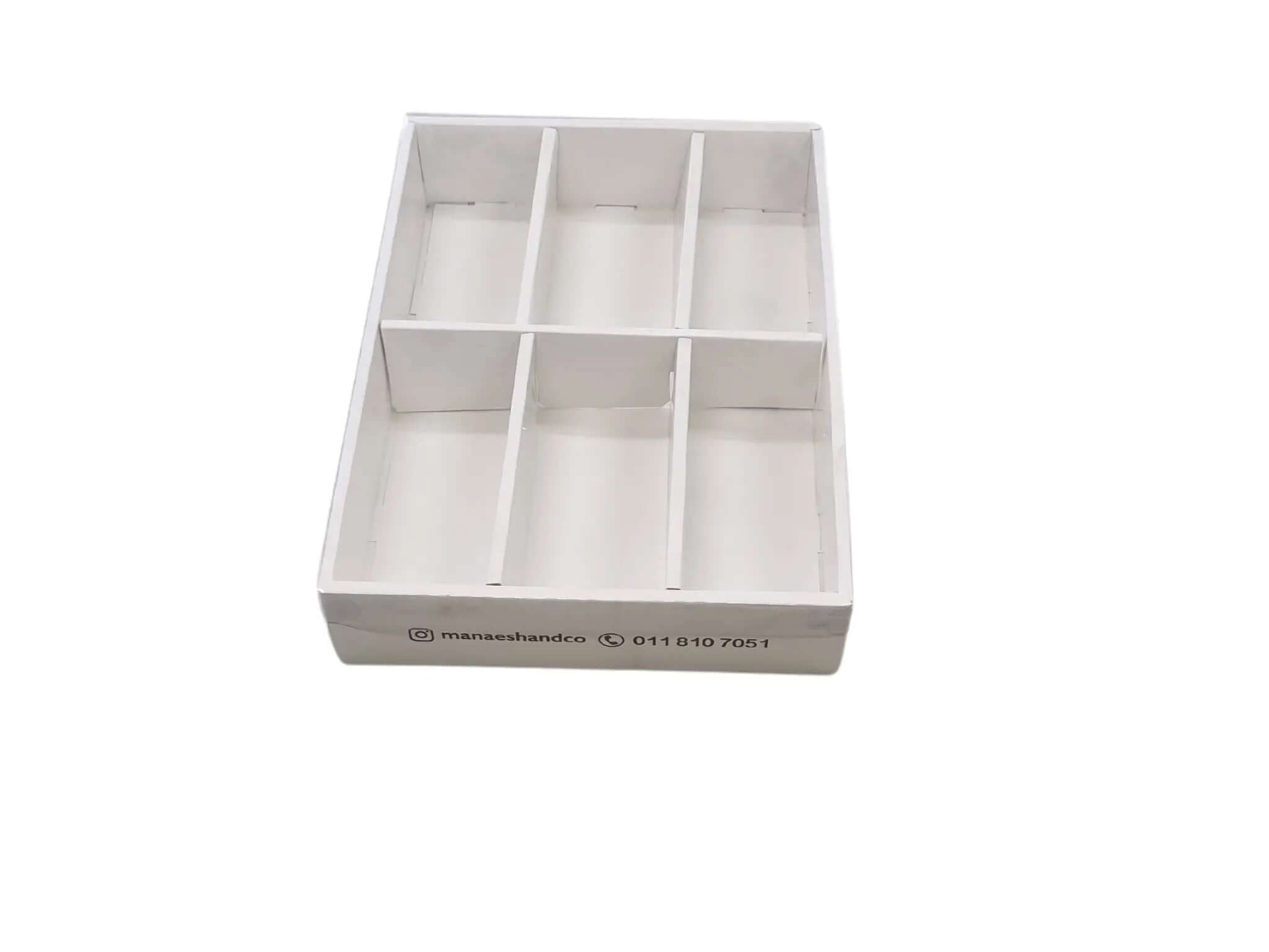 علبة فطاير ومعجنات ومناقيش للمناقيش باللحمة والجبنة ومناقيش الخضار والزعتر 
طباعة باللوجو والتصميم الخاص بالعميل
الاسعار تشمل التصميم ما عليك سوى التواصل معنا
6 تقسيمات تمثل مساحة كافية لاستيعاب 24 فطيرة او منقوشة على الأقل
أبعاد كل تقسيم  16.5×7×6.5