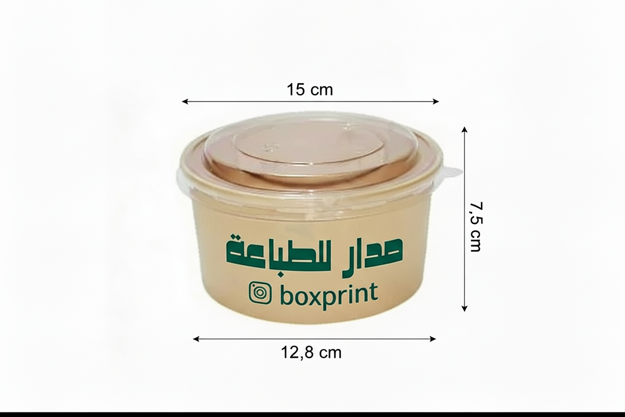 Brown paper container with clear lid , salad bowl, soup bowl, 1 color printable, restaurant supplies