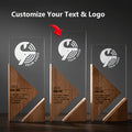 Custom Acrylic Trophy with Trendy Wooden Base - Award with Logo And Text, | Promotional Corporate – image 1