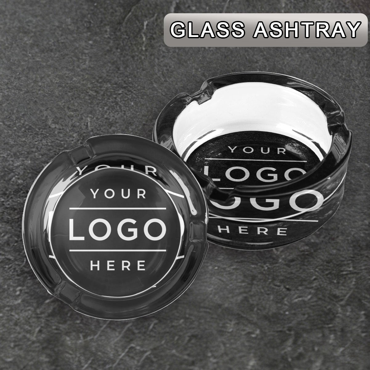 Custom-Printed Specialized Promotional Product –, Round Transparent Glass Ashtray with Your Company Logo, Featuring – image 1