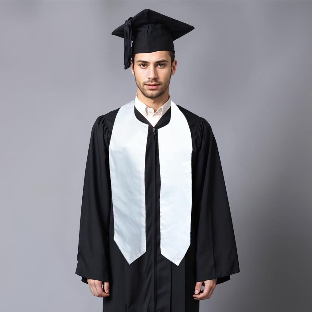 White graduation scarf with triangle sublimation print — product image 1