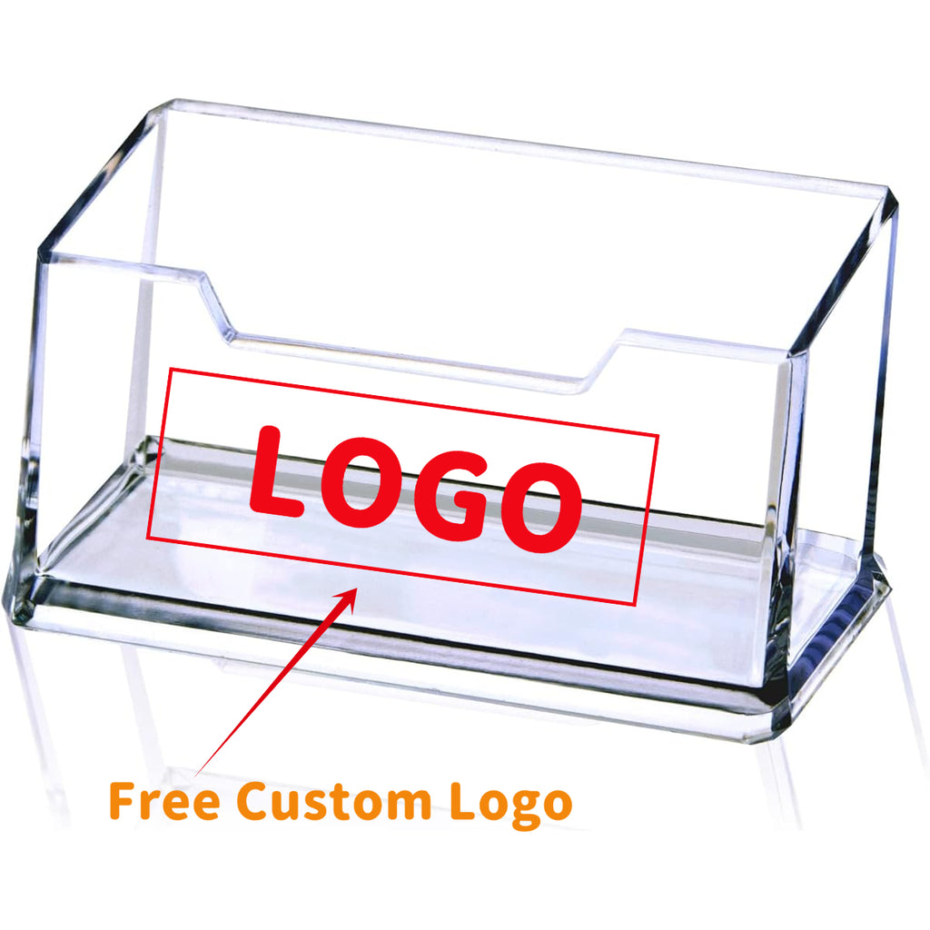 Custom acrylic business card display with company logo