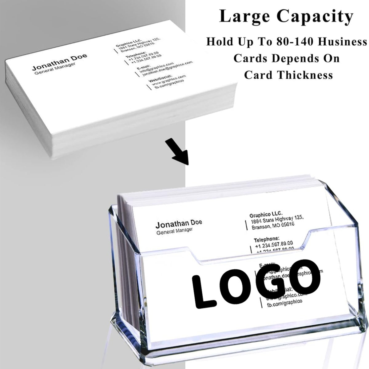 Logo card stand acrylic detail