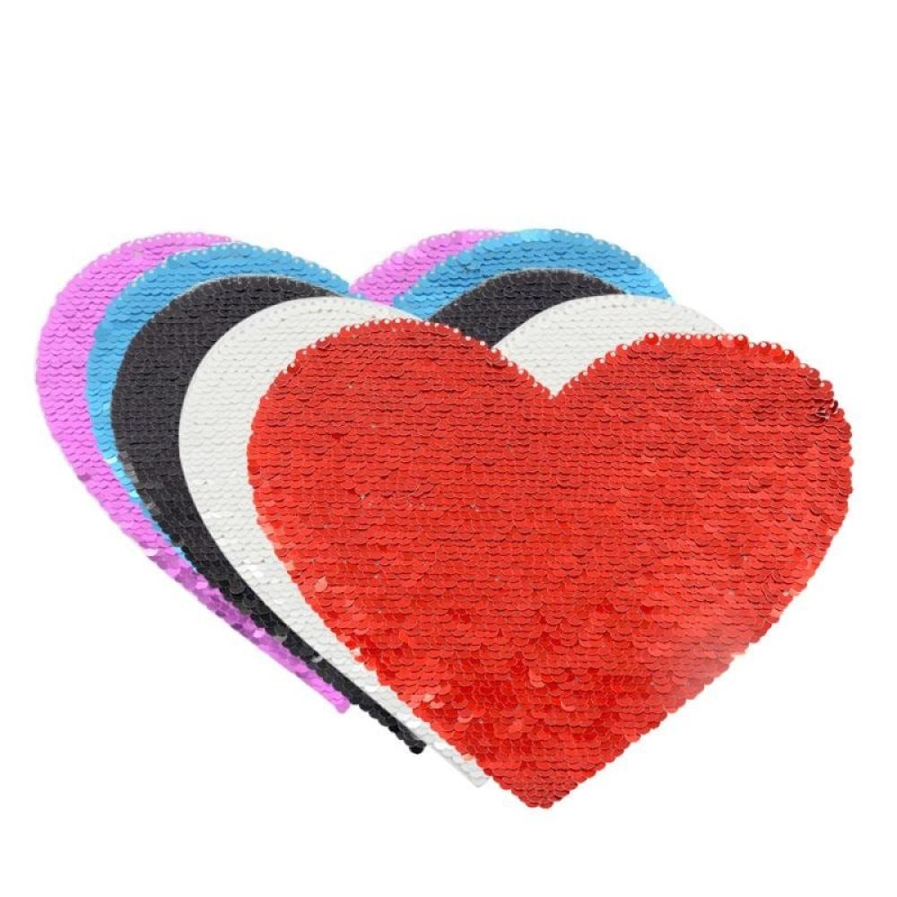 Heart adhesive sequin fabric, 16.5*19.5 cm — product image 1